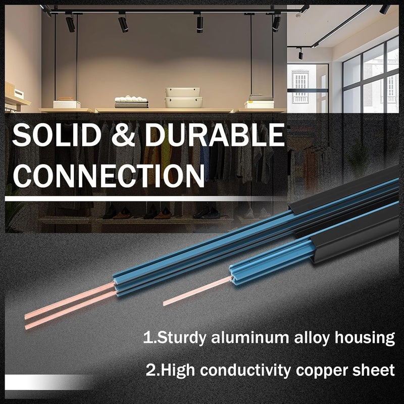 Kingdder H Track Lighting Rails Kit 26 ft Black 3 Wire Floating Canopy Connector, I and l Connector with End Caps and Live End Feed for Single Circuit H Style LED Track Lighting Heads - Image 5